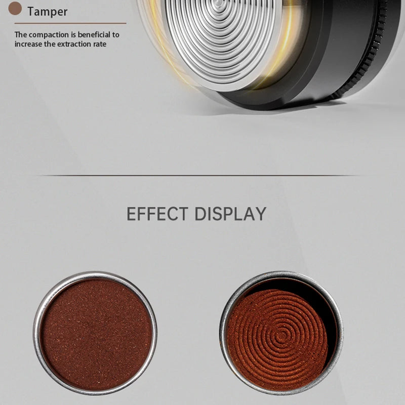 MUVNA Espresso Tamper V2, Slow Rebound Coffee Tamper with Stainless Steel Ripple Base for 51mm/53mm/58mm Portafilters