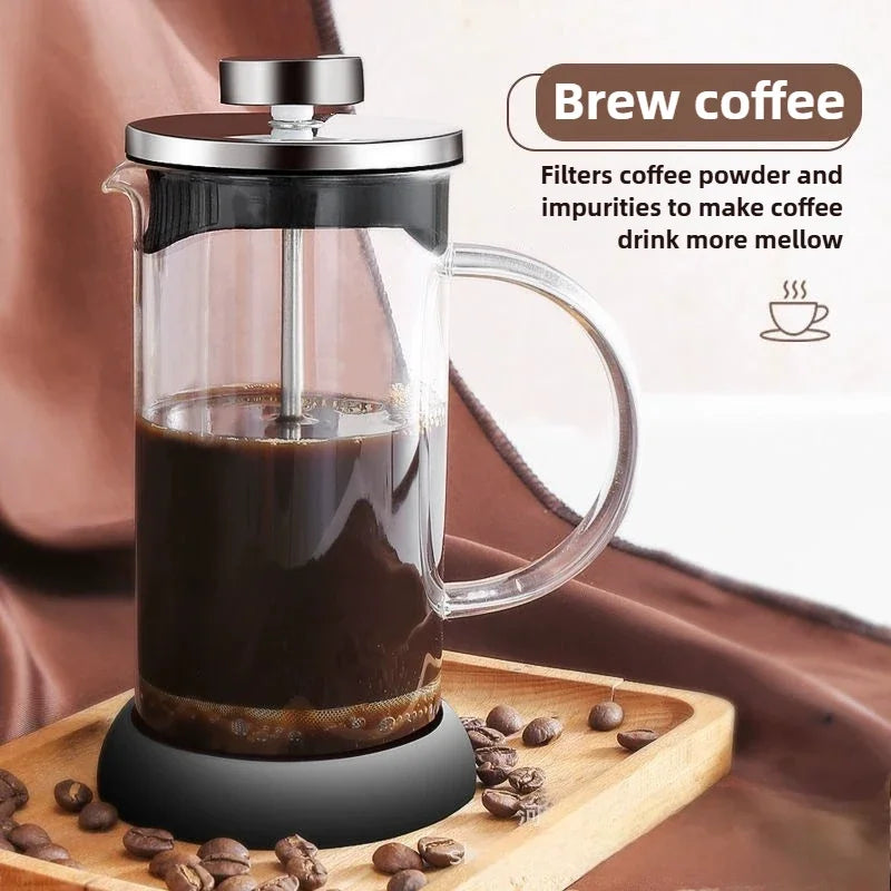 French Press Coffee Maker 28 Oz,Thickened Glass Stainless Steel Brewer,Cold Brew Cafetera Tea Pot for Kitchen Travel Camping