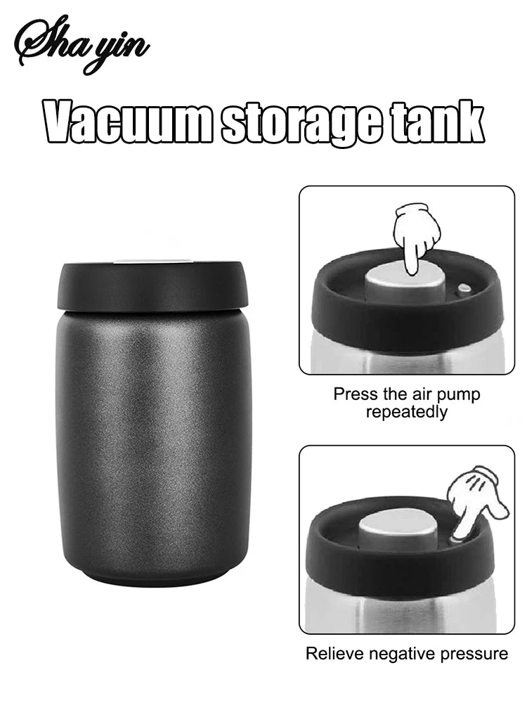 Coffee Beans Vacuum Sealed Jug 304 Stainless Steel Food Keep Fresh Storage Container Kitchen 1200ml Coffee Vacuum Canister