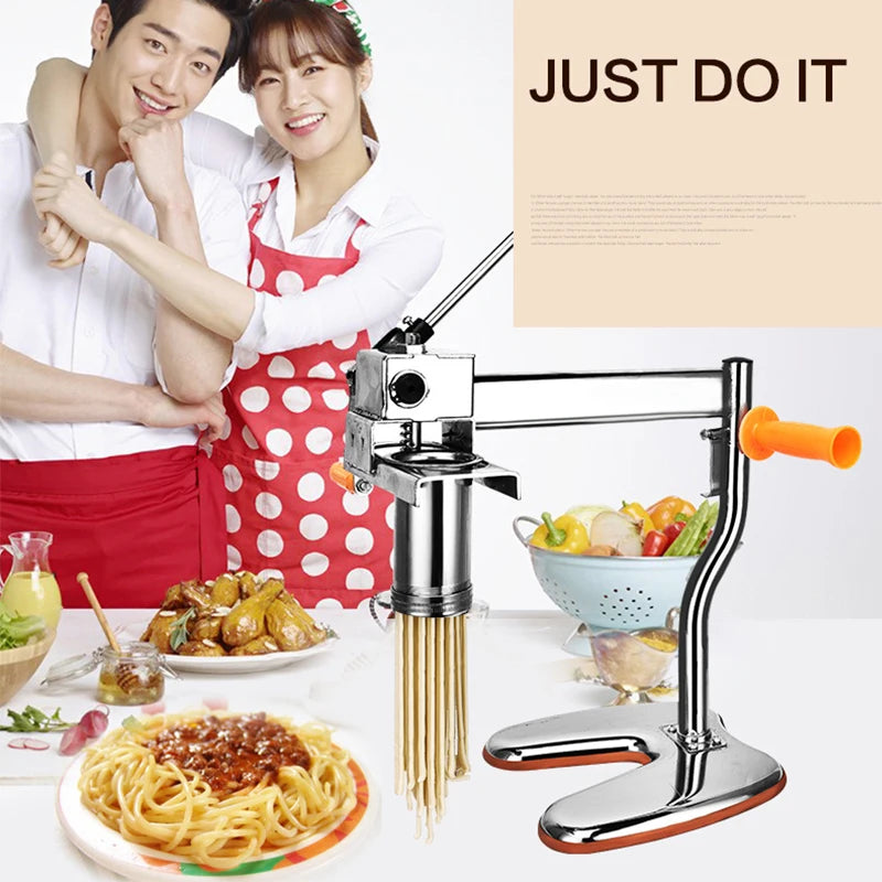 Household Manual Stainless Steel Noodle Pressing Machine Portable Two-axis Noodle Making Machine 10 Kinds of Pasta Making
