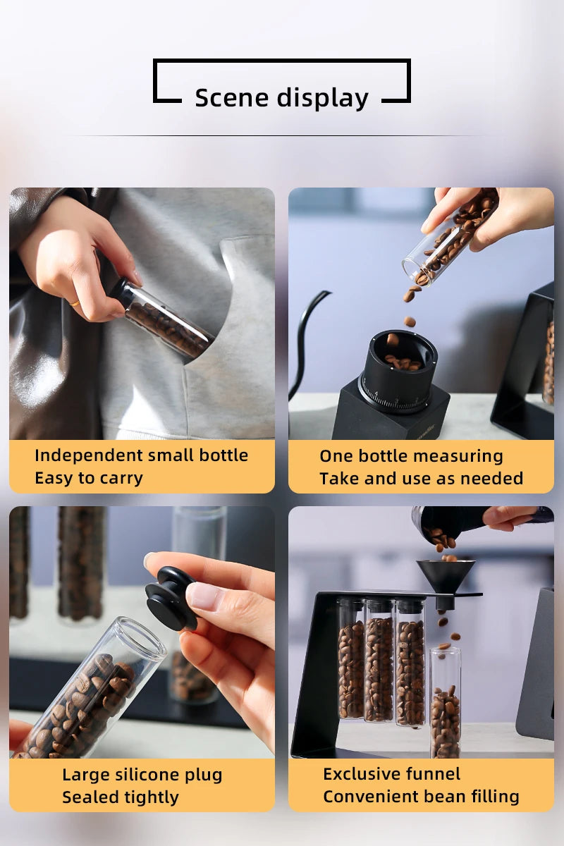 Convenient Magnetic Coffee Bean Storage Glass Tubes Storage Container Display Rack Espresso Accessories