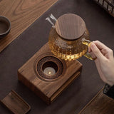 Wooden Tea Pot Heater Tea Supplies Elegant Tea Warmer Heating Coffee Milk Decoration for Home Kitchen Garden Travel Winter Gift