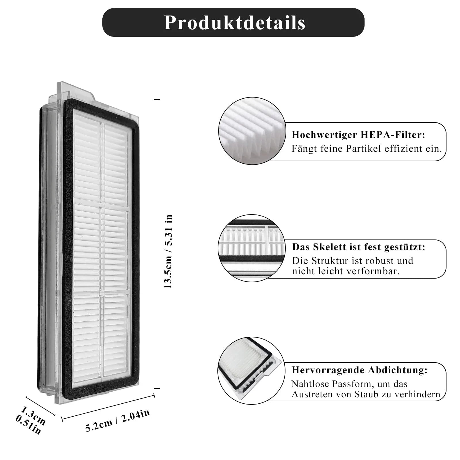 HEPA Filter for Roborock Qrevo S/Qrevo Curve/Qrevo Pro/Qrevo Plus/Qrevo MaxV/Qrevo Edge Robot Vacuum Cleaner Replacement Filter