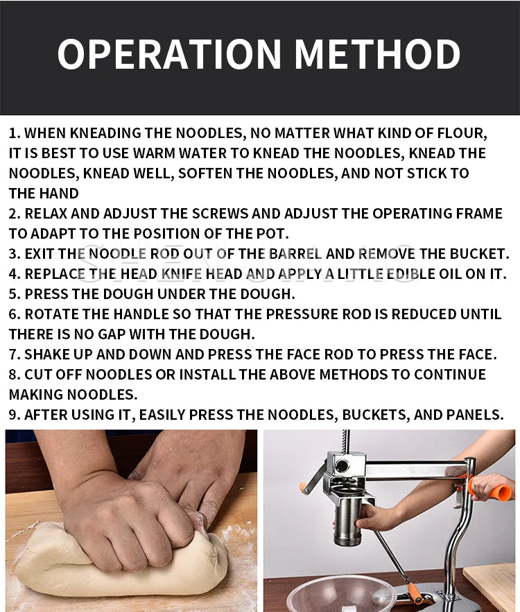 Household Manual Stainless Steel Noodle Pressing Machine Portable Two-axis Noodle Making Machine 10 Kinds of Pasta Making