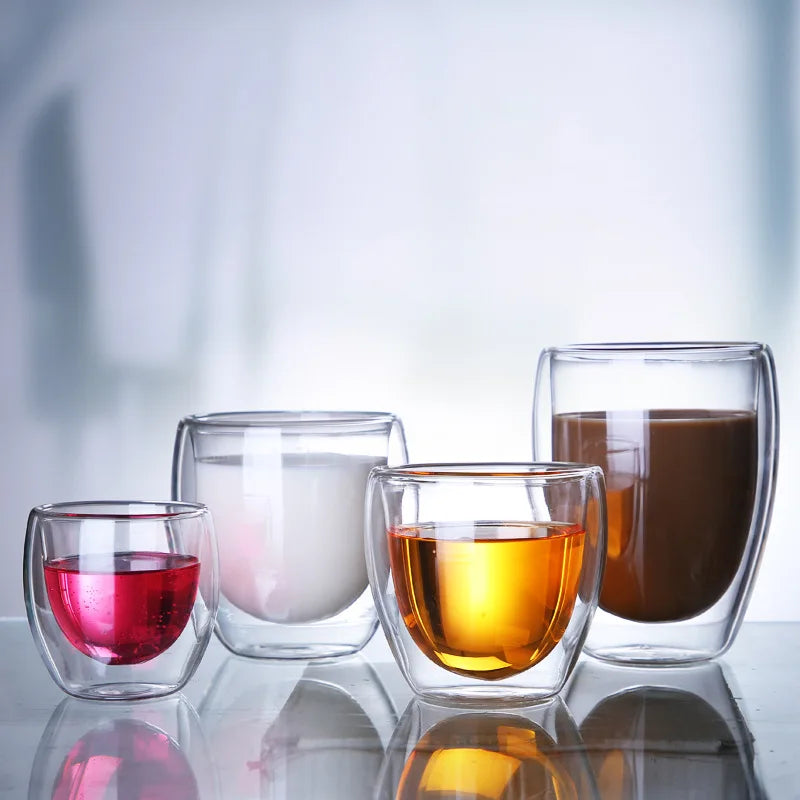 Double Wall High Borosilicate Glass Mug Heat Resistant Tea Milk Lemon Juice Coffee Water Cup Bar Drinkware Lover Gift Creativity