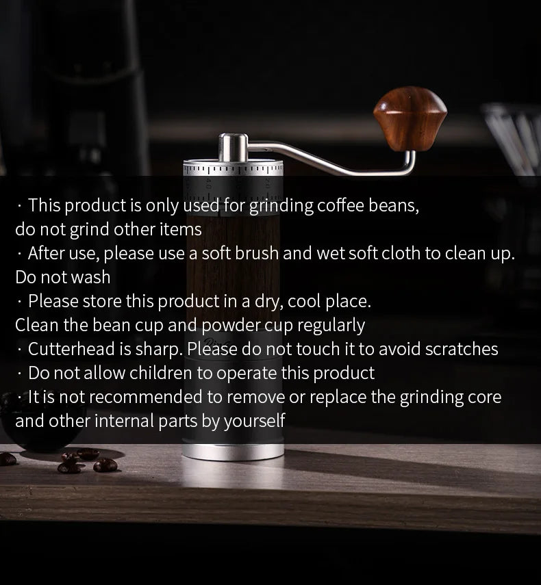 Bincoo Manual Coffee Grinder 38mm CNC 420 6-Star Steel Burr 9-Grade External Adjustment Aluminum Body for Precise Hand Grinding