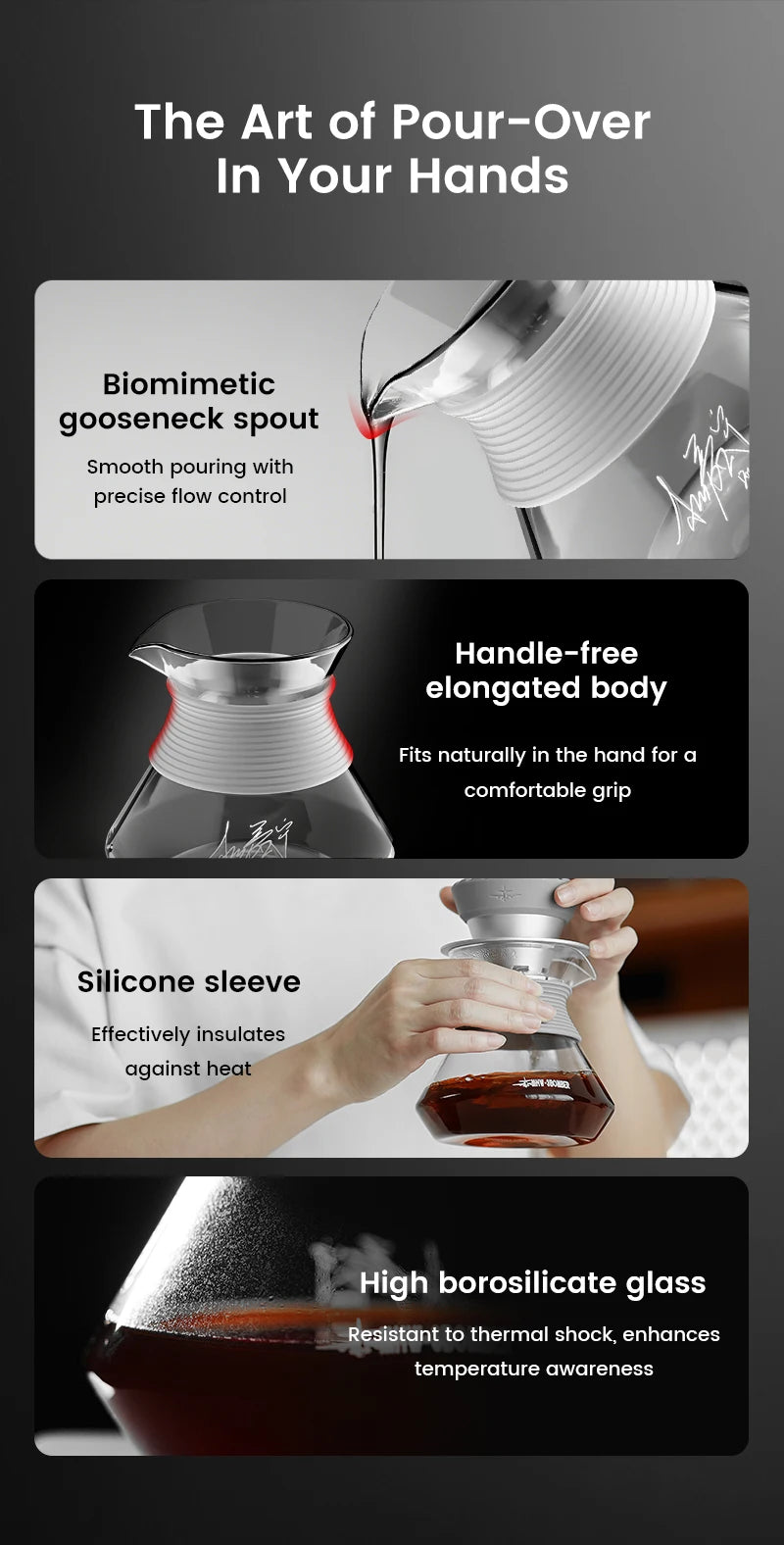 MHW-3BOMBER Aroma Coffee Server Enhanced Aroma Glass Carafe Pour Over Drip Coffee Pot Barista Home Brewing Accessories