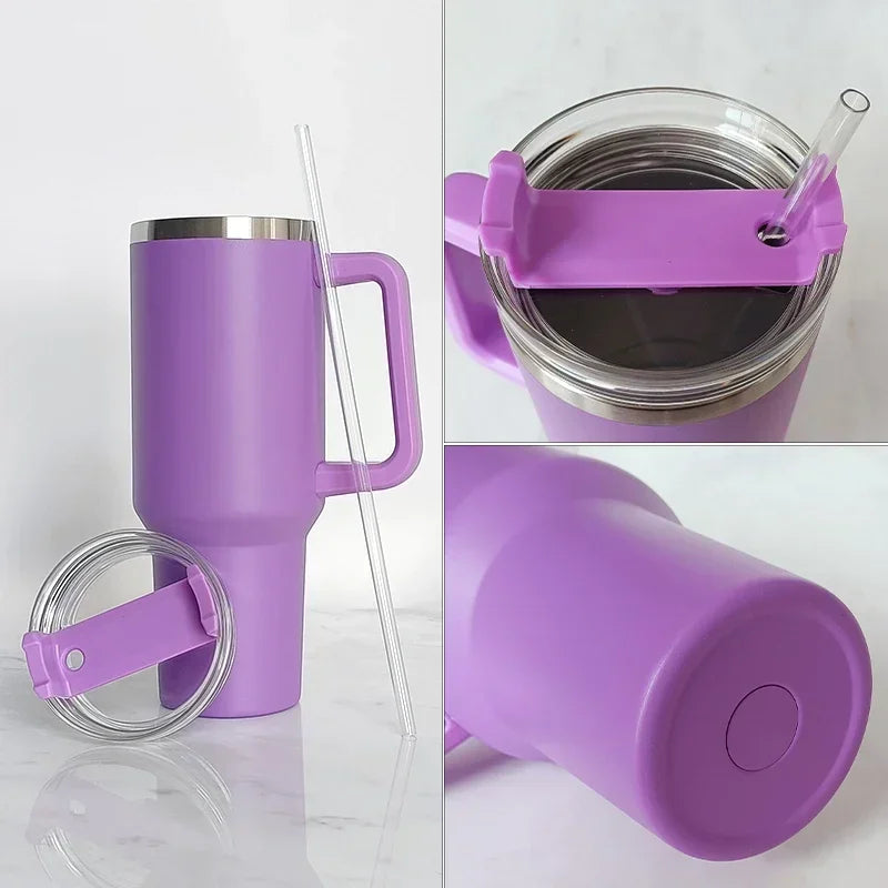 40oz Mug Tumbler With Handle Insulated Stainless Steel Coffee Tumbler With Lids Straw Tumbler Termoses for Travel Vacuum Flasks