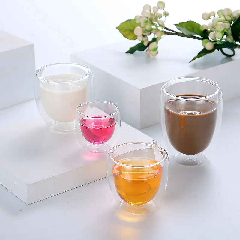 Double Wall High Borosilicate Glass Mug Heat Resistant Tea Milk Lemon Juice Coffee Water Cup Bar Drinkware Lover Gift Creativity