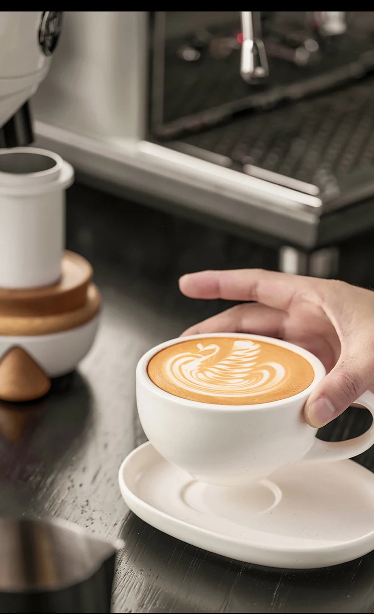 IKAPE Latte Cup with Saucer,270ml Large Capacity  Ceramic Coffee Cup, Ideal for Coffee Lovers & Baristas