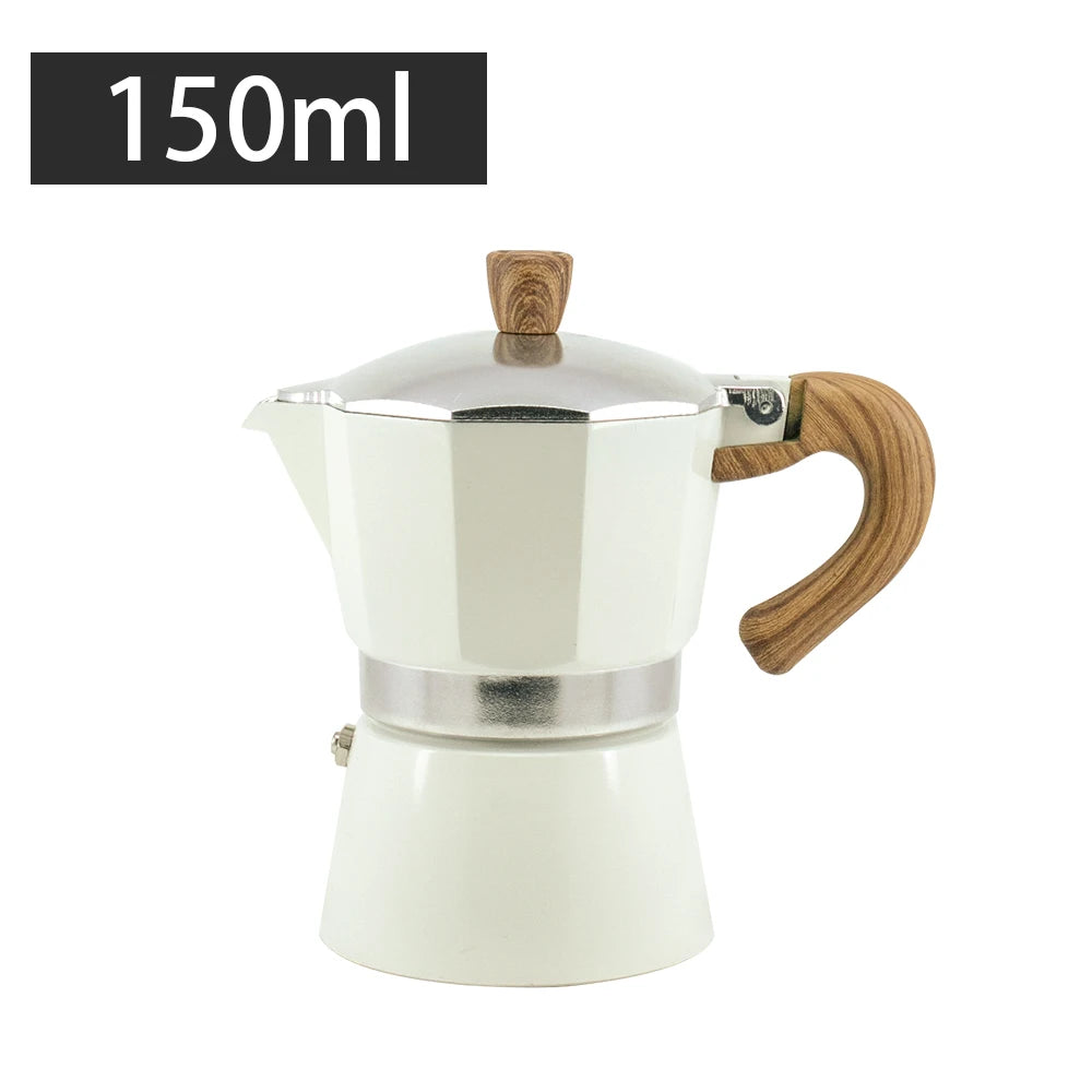 Classic coffee mocha pot with handle, reusable filter, manual operation, suitable for home kitchen