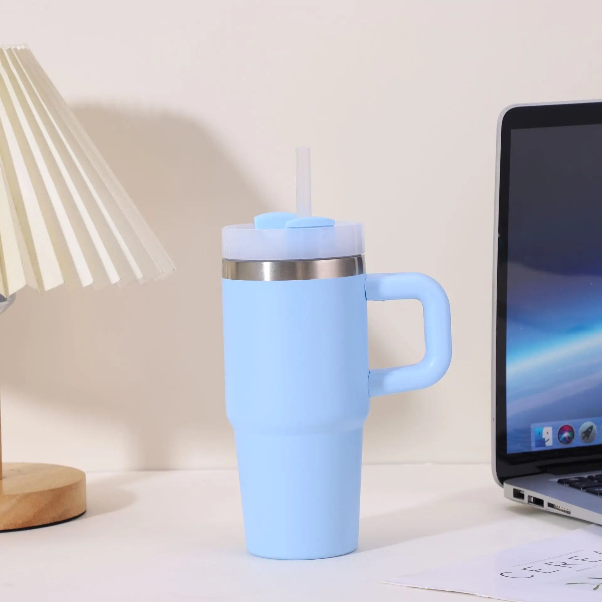 14oz Car Mug with Handle Double-layer Vacuum Coffee Cup Portable Water Cup Large Capacity 304 Stainless Steel Travel Thermal Cup