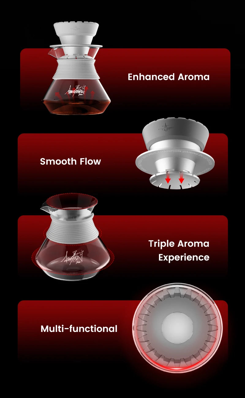 MHW-3BOMBER Aroma Coffee Server Enhanced Aroma Glass Carafe Pour Over Drip Coffee Pot Barista Home Brewing Accessories