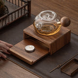 Wooden Tea Pot Heater Tea Supplies Elegant Tea Warmer Heating Coffee Milk Decoration for Home Kitchen Garden Travel Winter Gift