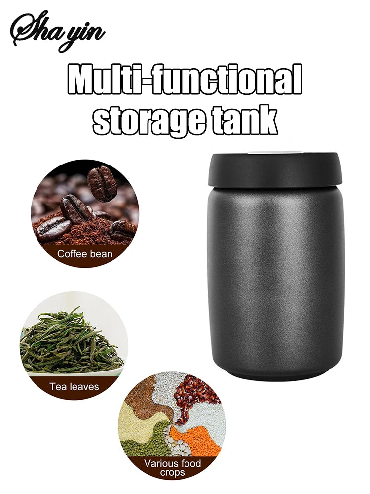 Coffee Beans Vacuum Sealed Jug 304 Stainless Steel Food Keep Fresh Storage Container Kitchen 1200ml Coffee Vacuum Canister
