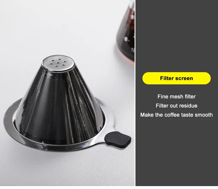 High Borosilicate Glass Coffee Sharing Pot, Pour Over Coffee Maker Set with Drip & Cold Brew Filter, Home Manual Coffee Brewer