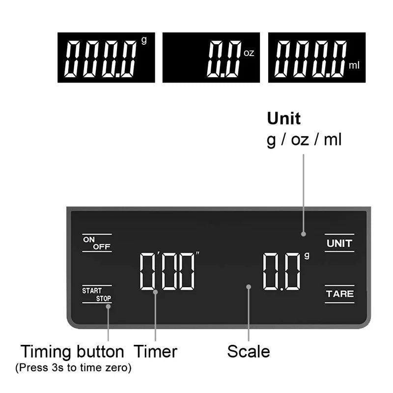 3kg/0.1g Digital Kitchen Weight Grams Electronic Balance High Precision Coffee Scale Portable With Timer Food Espresso Tools