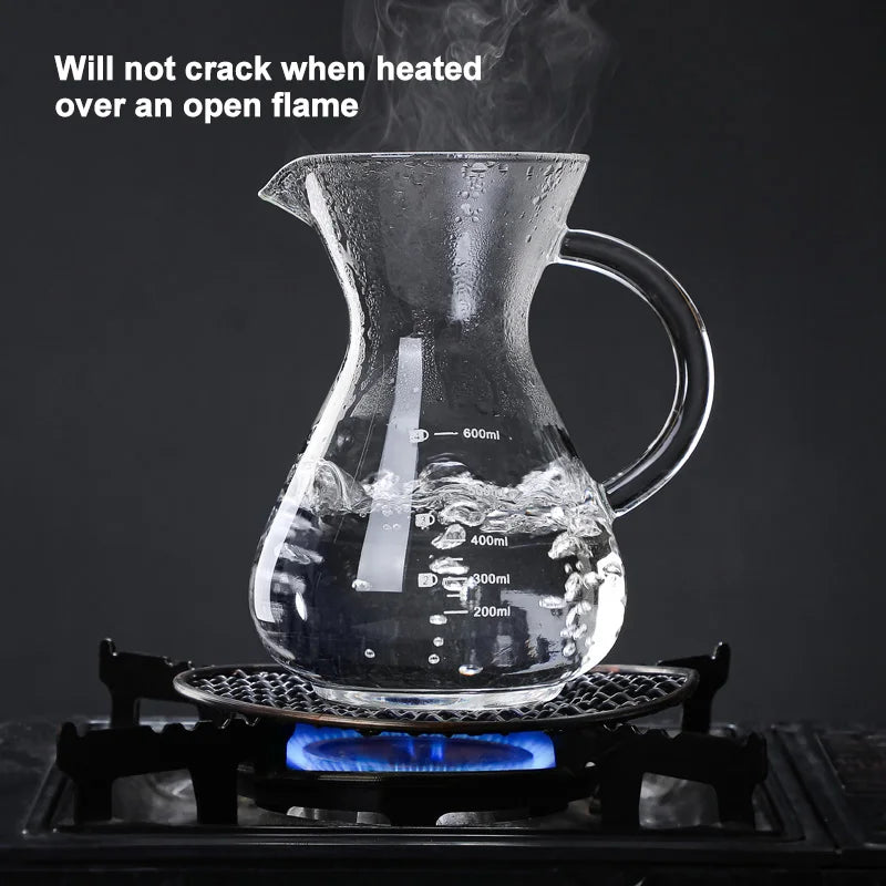 High Borosilicate Glass Coffee Sharing Pot, Pour Over Coffee Maker Set with Drip & Cold Brew Filter, Home Manual Coffee Brewer