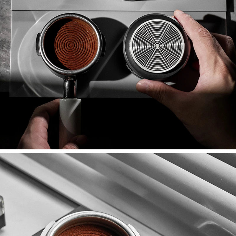 MUVNA Espresso Tamper V2, Slow Rebound Coffee Tamper with Stainless Steel Ripple Base for 51mm/53mm/58mm Portafilters