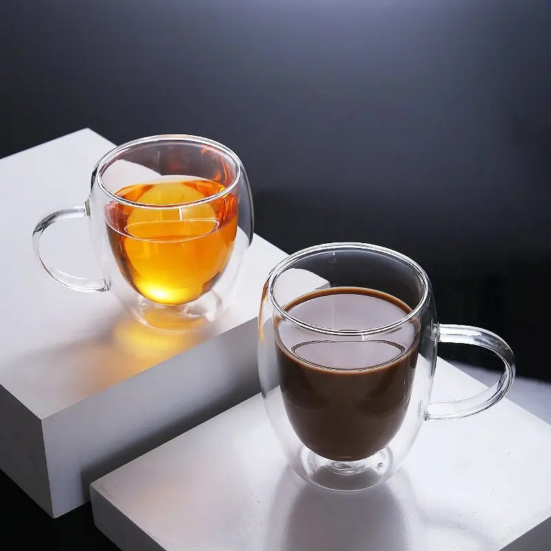 Double Wall High Borosilicate Glass Mug Heat Resistant Tea Milk Lemon Juice Coffee Water Cup Bar Drinkware Lover Gift Creativity