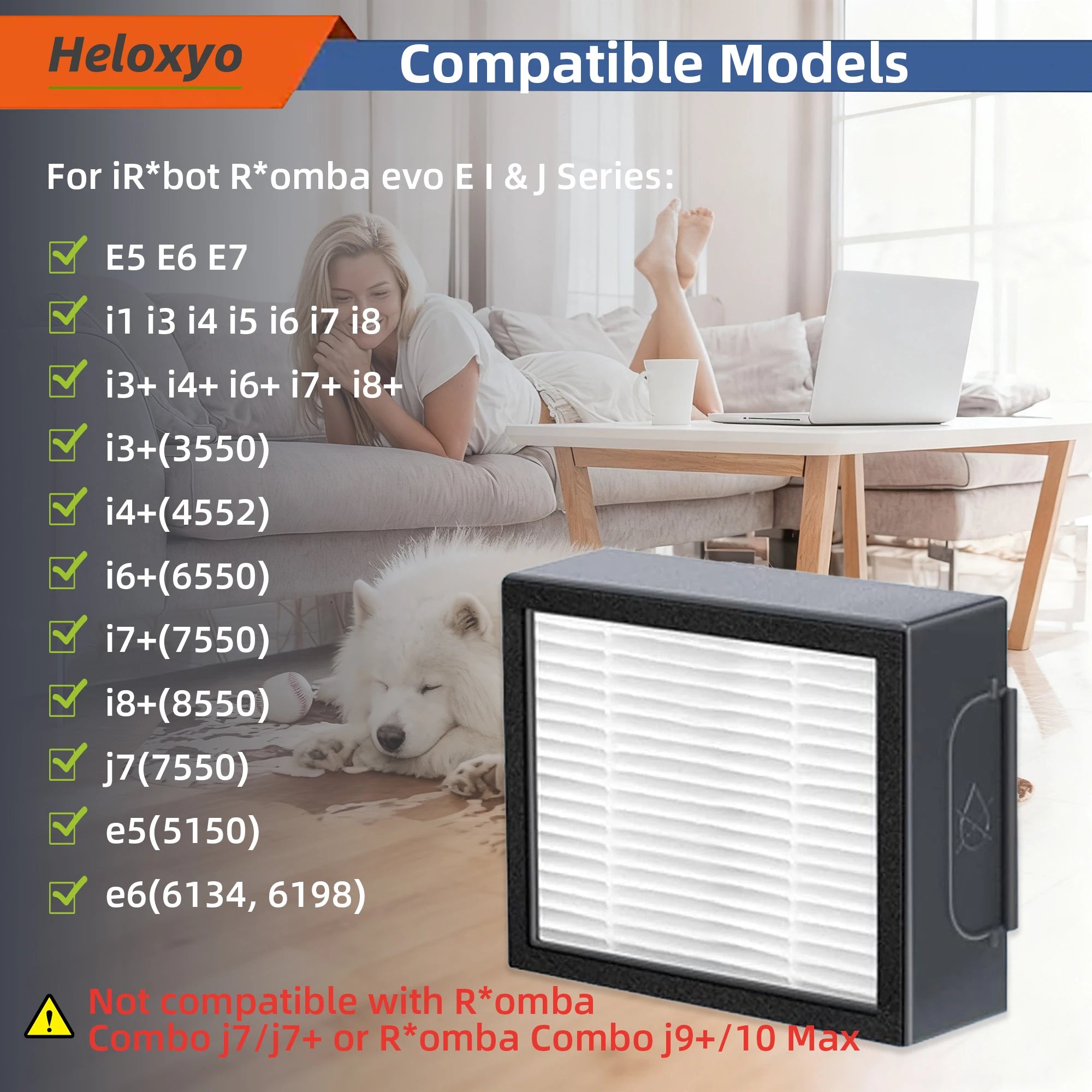 HEPA Filter Compatible for iRobot Roomba Combo i,e,j Series:E5 E6 i1 i3 i4 i5 i6 i7 i8 J5 J6 J8 J9 And All Plus Versions