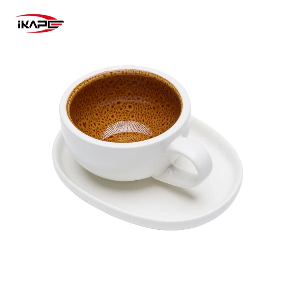 IKAPE Latte Cup with Saucer,270ml Large Capacity  Ceramic Coffee Cup, Ideal for Coffee Lovers & Baristas