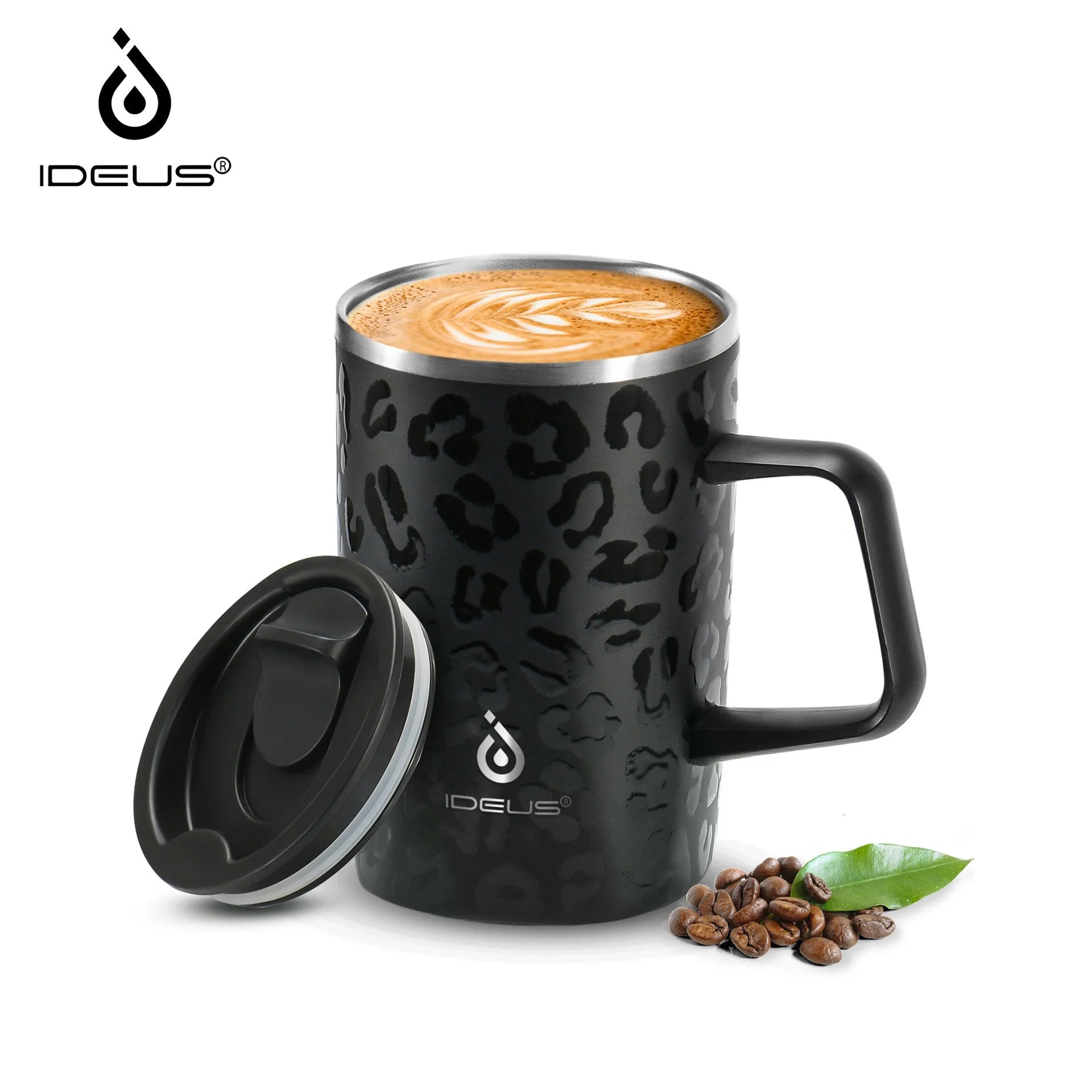 Ideus insulated coffee cup, stainless steel 450ml, with lid, double-layer vacuum insulated, suitable for home and office use