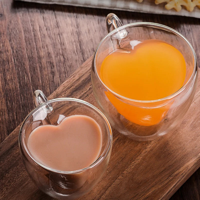 Double Wall High Borosilicate Glass Mug Heat Resistant Tea Milk Lemon Juice Coffee Water Cup Bar Drinkware Lover Gift Creativity