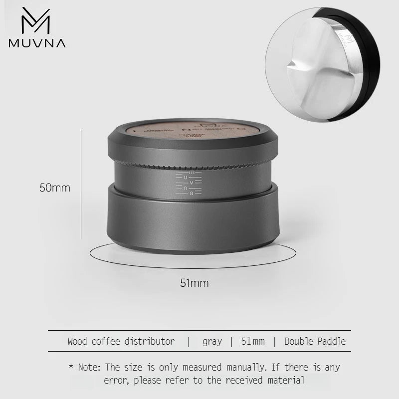 MUVNA Espresso Tamper V2, Slow Rebound Coffee Tamper with Stainless Steel Ripple Base for 51mm/53mm/58mm Portafilters