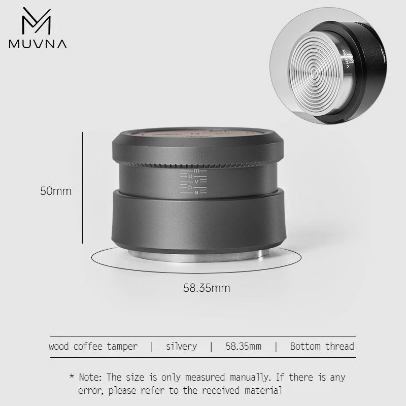 MUVNA Espresso Tamper V2, Slow Rebound Coffee Tamper with Stainless Steel Ripple Base for 51mm/53mm/58mm Portafilters