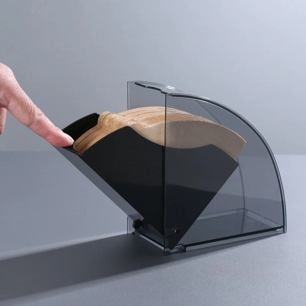 Coffee Filter Paper Dustproof Box V02 Fan-shaped Storage Box Thickened ABS Durable Professional Hand-brewed Coffee Accessories