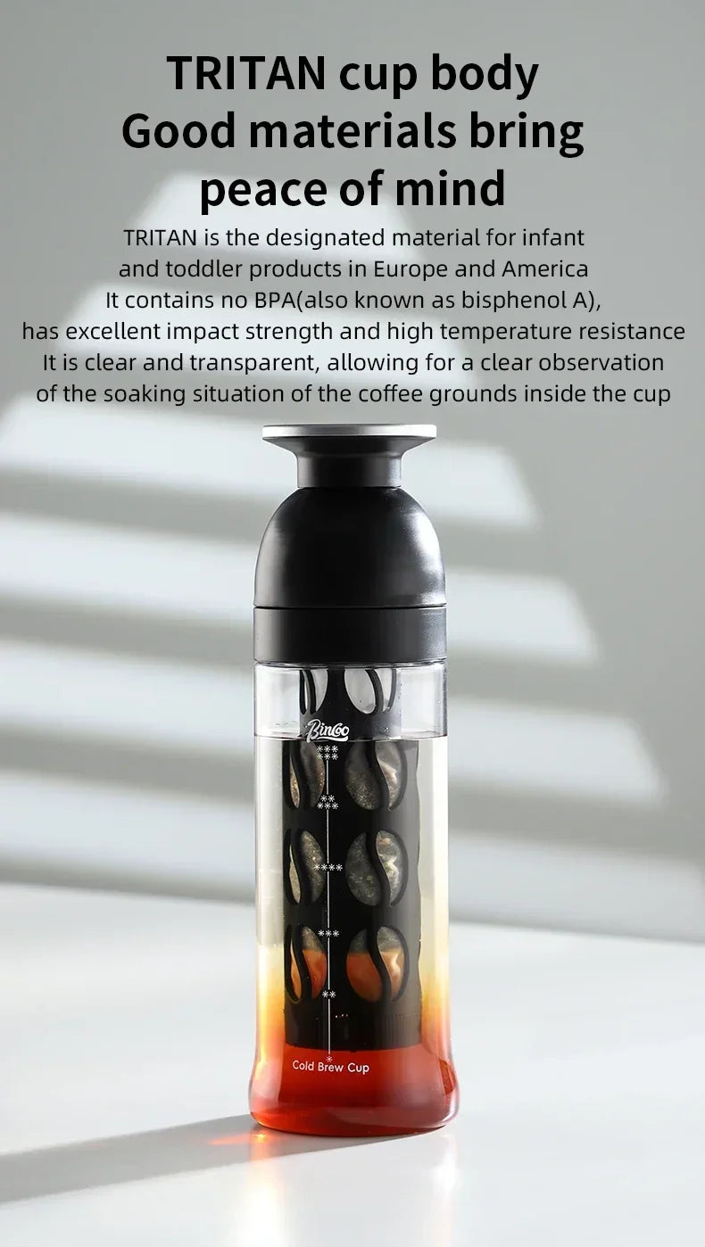 Bincoo Professional Cold Brew Coffee Maker, Safe Tritan Construction, Fine Mesh Filter, Temperature Resistant Portable Brewer