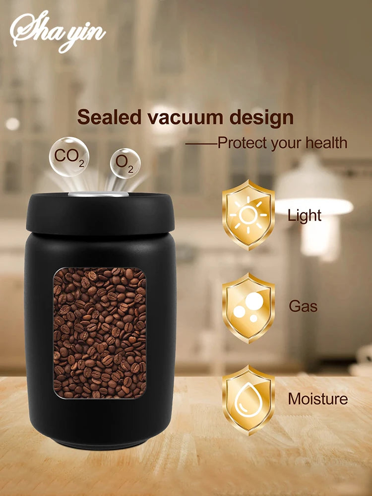 Coffee Beans Vacuum Sealed Jug 304 Stainless Steel Food Keep Fresh Storage Container Kitchen 1200ml Coffee Vacuum Canister