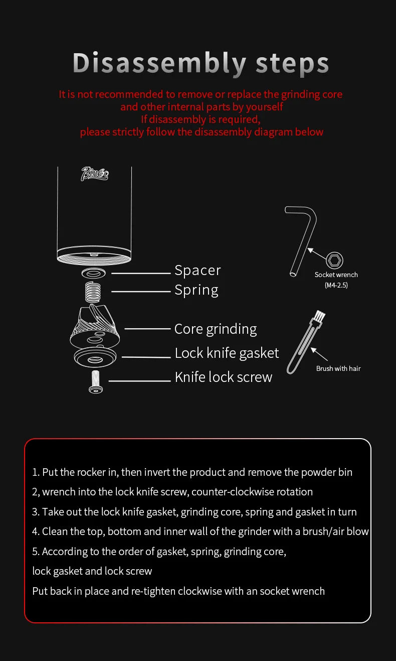 Bincoo Manual Coffee Grinder 38mm CNC 420 6-Star Steel Burr 9-Grade External Adjustment Aluminum Body for Precise Hand Grinding