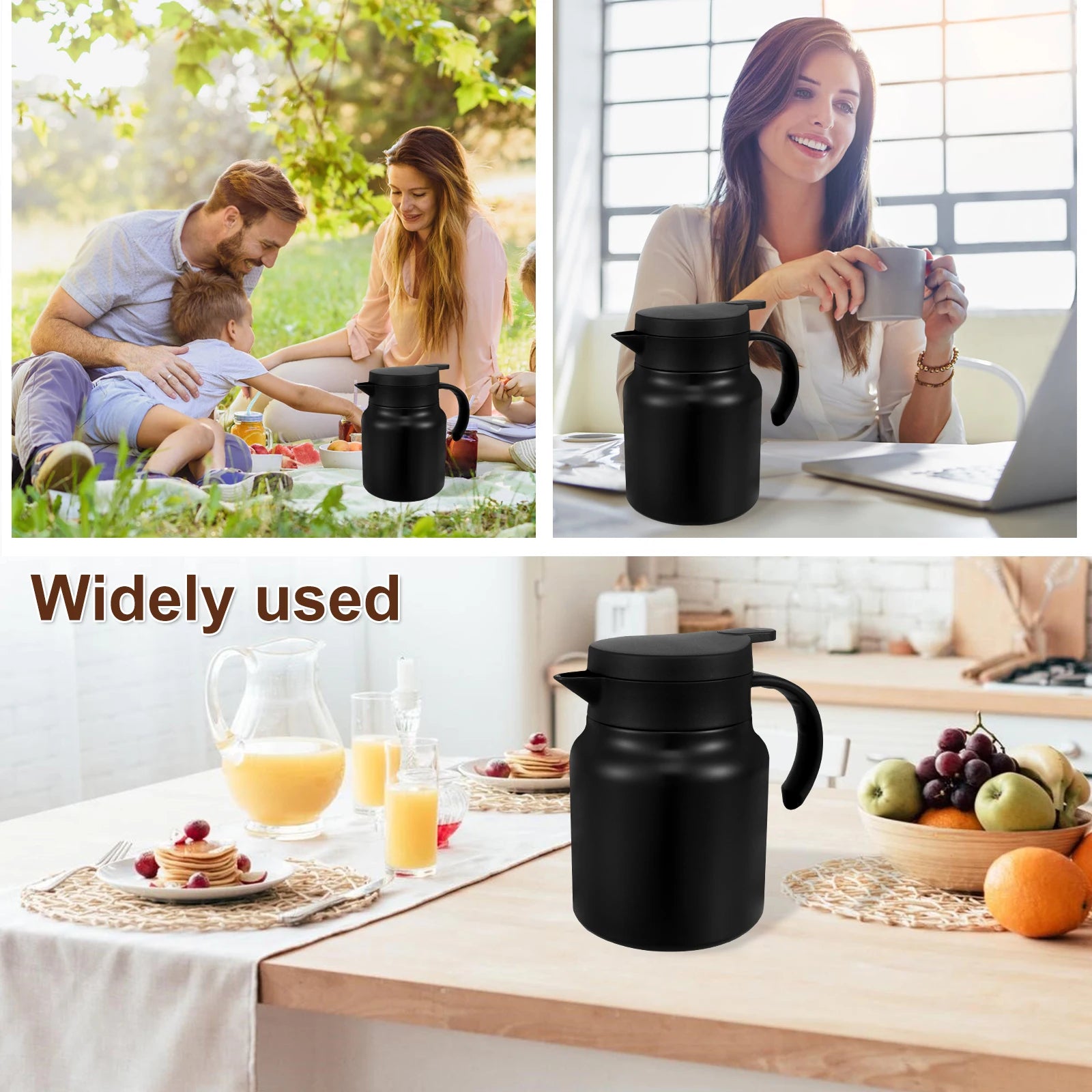 1000ML Thermal Coffee Carafe 316 Stainless Steel Tea Pot Leak-Proof Vacuum Insulated Carafe for Coffee Tea Hot or Cold Drinks