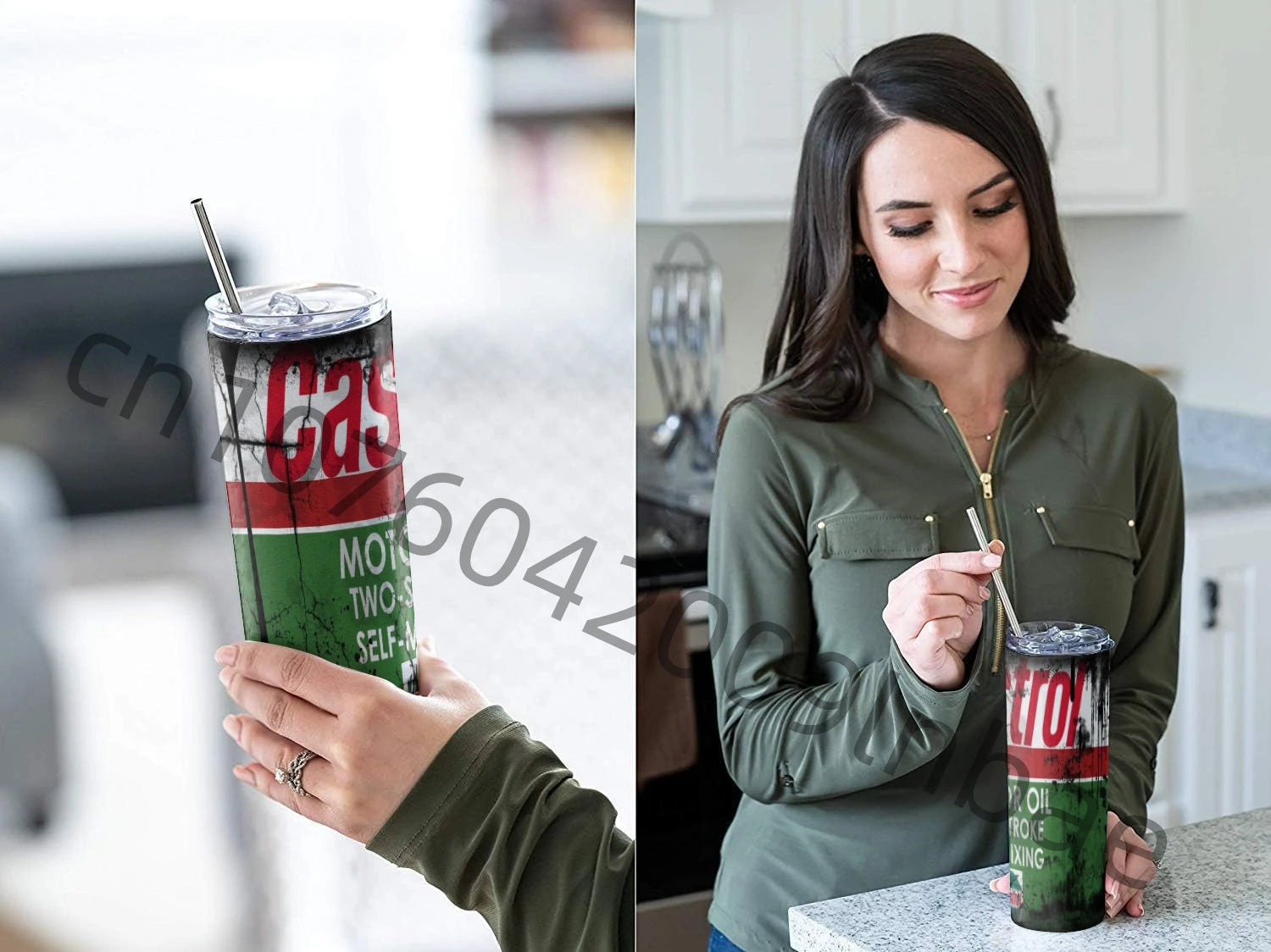 20Oz Motor Oil Stainless Steel Vacuum Double Wall Insulated Tumbler with Straw and Lid Cold Hot Drink Coffee Mug Engineer Gifts