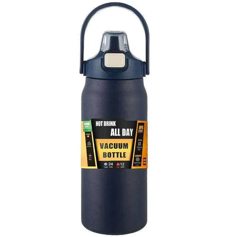 Portable Thermos with Straw Cold and Hot Thermal Mug Tumbler Coffee Cup Sports Vacuum Flasks 304 Stainless Steel Water Bottle