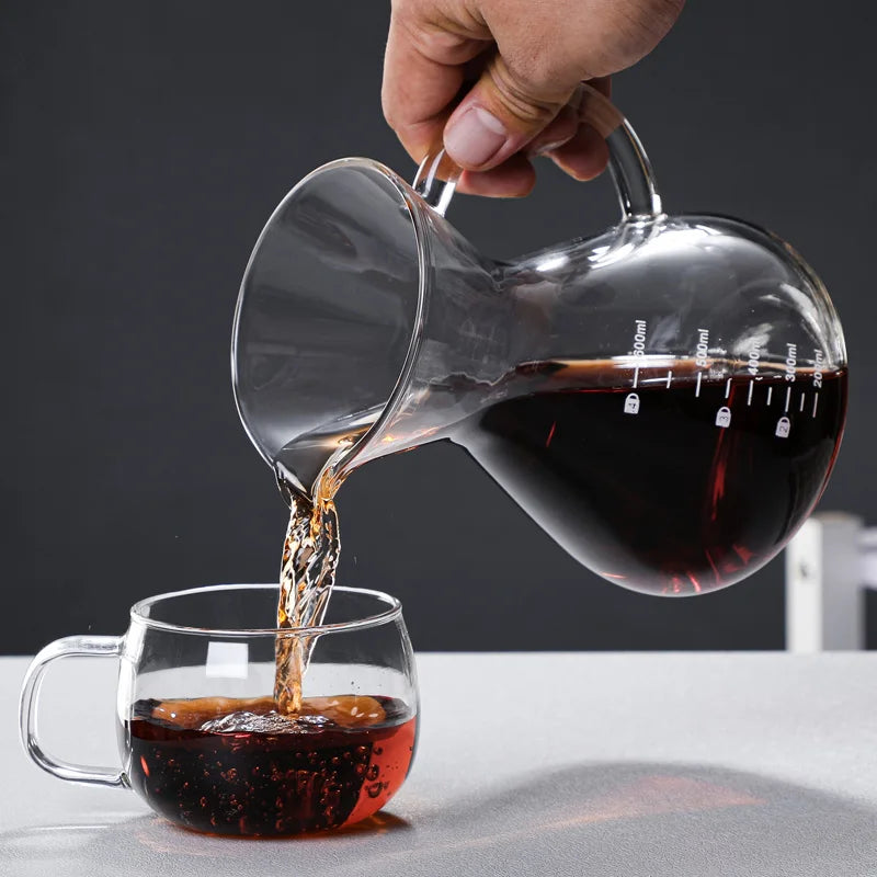 High Borosilicate Glass Coffee Sharing Pot, Pour Over Coffee Maker Set with Drip & Cold Brew Filter, Home Manual Coffee Brewer