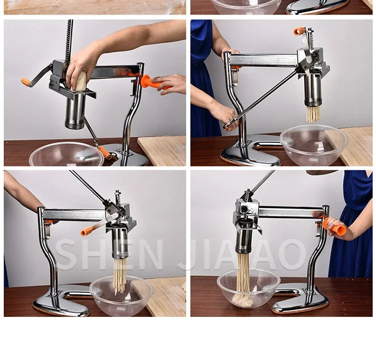 Household Manual Stainless Steel Noodle Pressing Machine Portable Two-axis Moodle Making Machine Manual Noodle Press