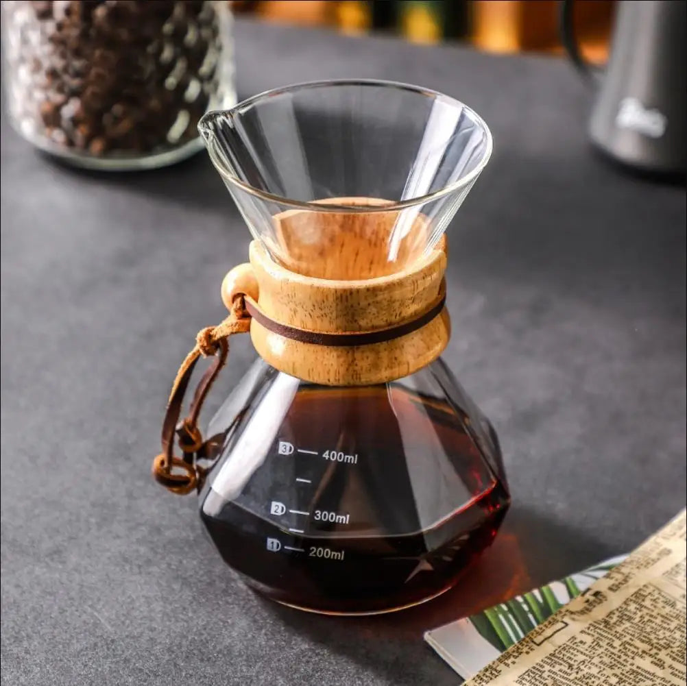 Glass Coffee Pot with Stainless Steel Filter Drip Brewing Hot Brewer Hand Brewed Coffee Pot with Filter Pour Over Coffee Maker