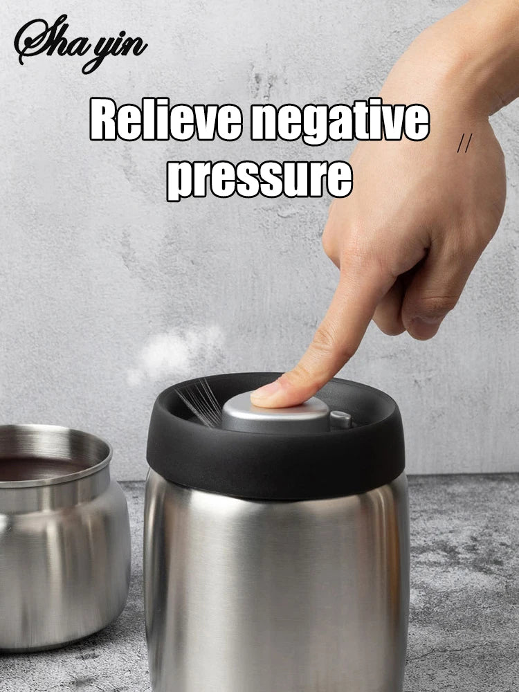 Coffee Beans Vacuum Sealed Jug 304 Stainless Steel Food Keep Fresh Storage Container Kitchen 1200ml Coffee Vacuum Canister