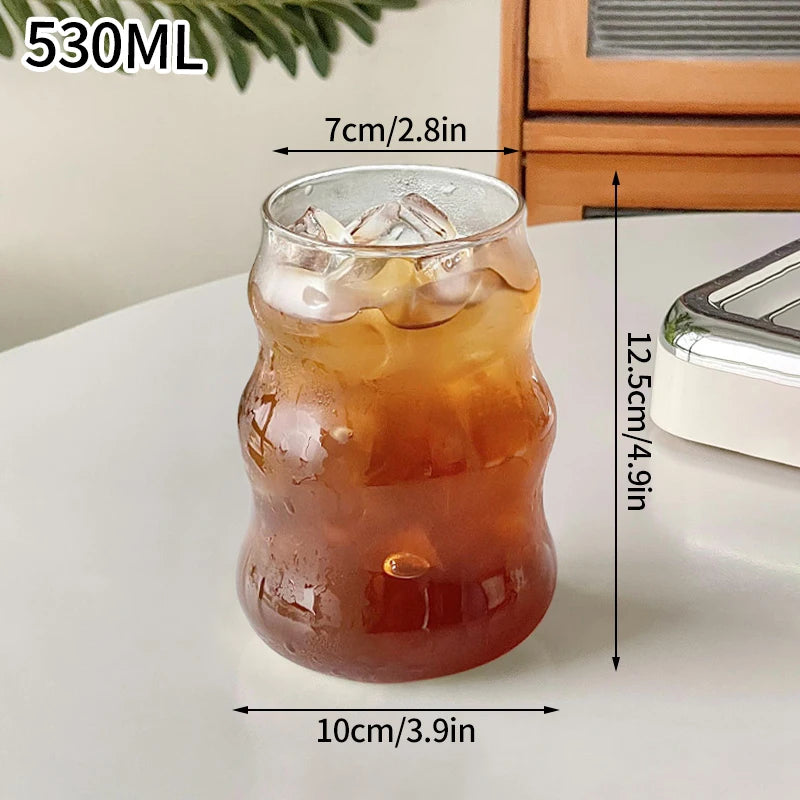 500ml Bubble Tea Glass Cups Coffee Measuring Cup Heat-resistant Tumbler Drinkware Transparent Milk Juice Pitcher Coffee Mug