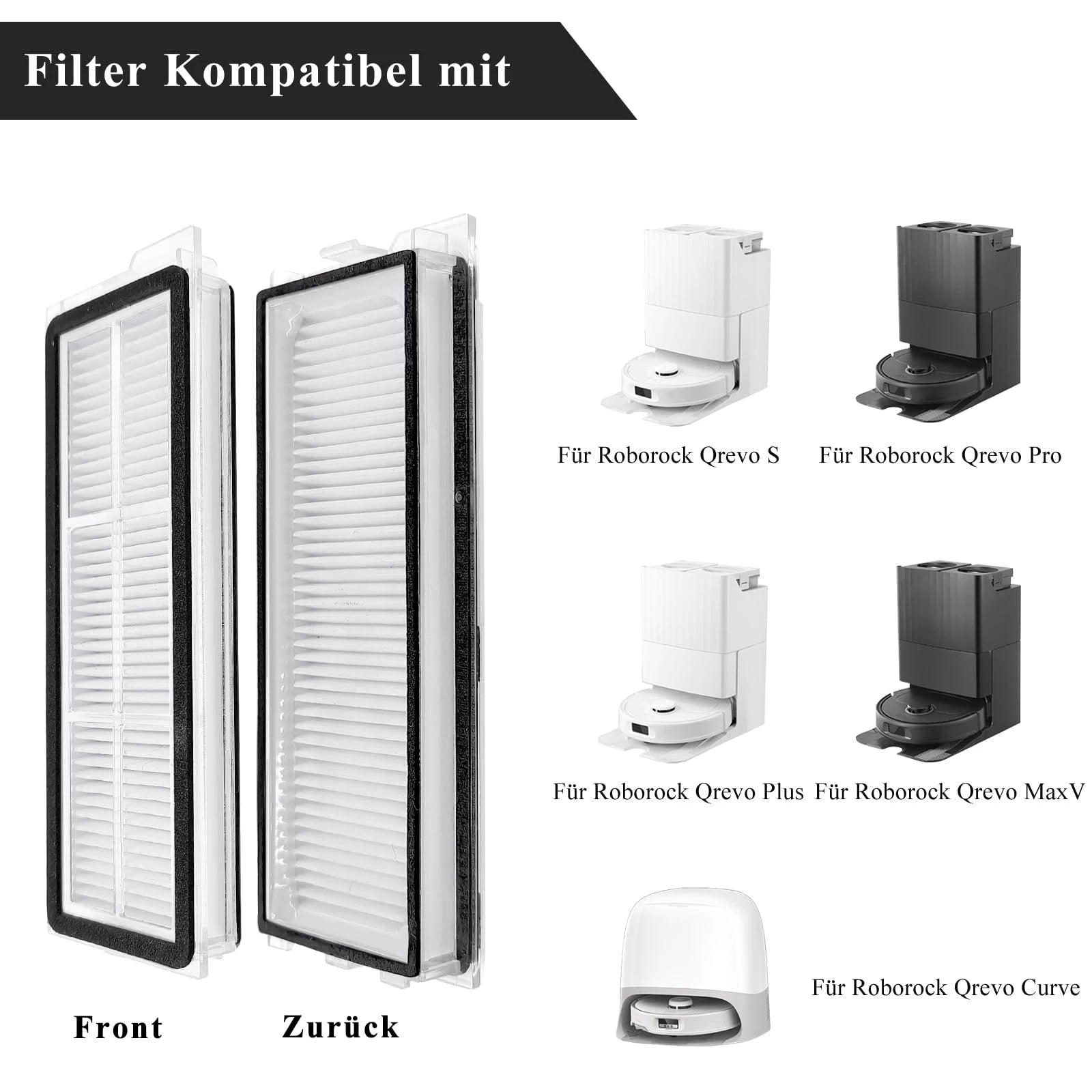HEPA Filter for Roborock Qrevo S/Qrevo Curve/Qrevo Pro/Qrevo Plus/Qrevo MaxV/Qrevo Edge Robot Vacuum Cleaner Replacement Filter