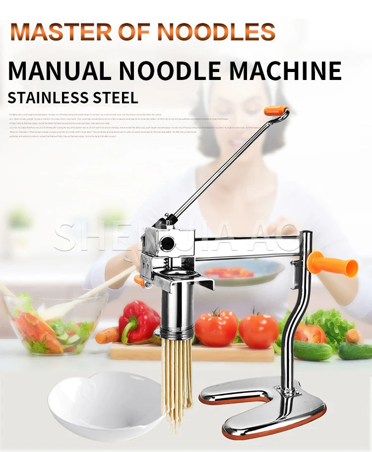 Household Manual Stainless Steel Noodle Pressing Machine Portable Two-axis Noodle Making Machine 10 Kinds of Pasta Making
