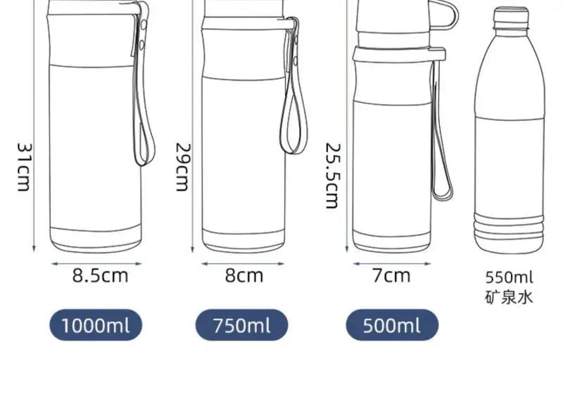 316 Stainless Steel Insulated Thermos Bottle 500mlL/1000ml Outdoor Travel Coffee Mugs Thermal Vaccum Water Bottle Thermal Mug