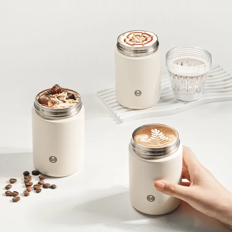TIMEMORE Hand-Pour Coffee Cup 2-in-1 Ceramic water cup steel Portable Keeps Warm And Cold Send 10 coffee filter papers 320ml
