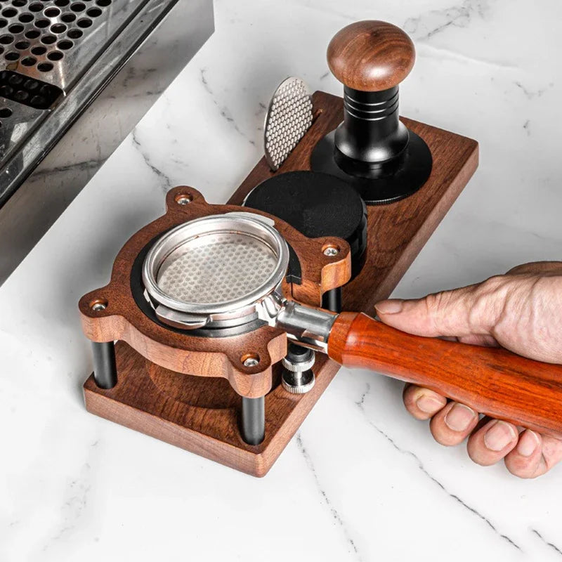 51/53/54/58mm Wood Coffee Tamper Mat Station Stand Portafilter Holder Filter Screen Holder Espresso Tamping Storage Rack Barista