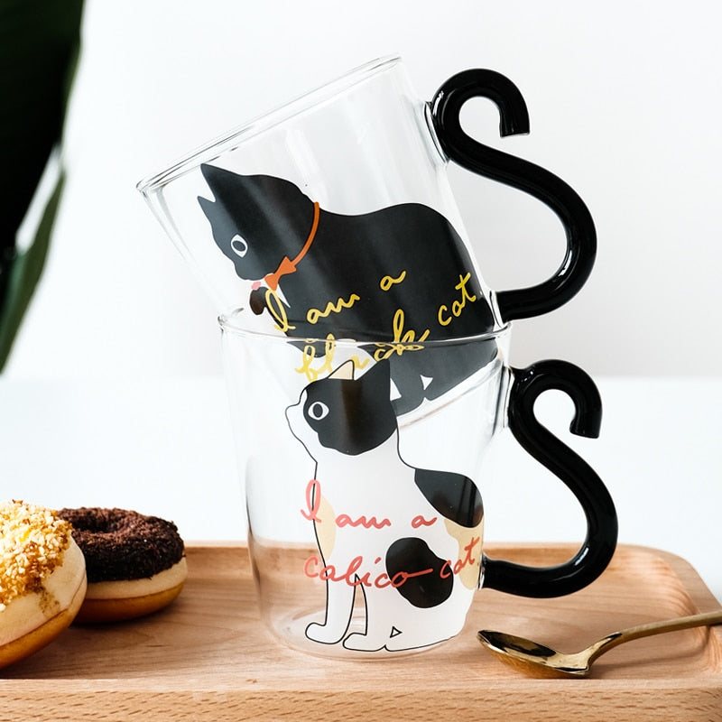 Cute Cat Glass Coffee Cup