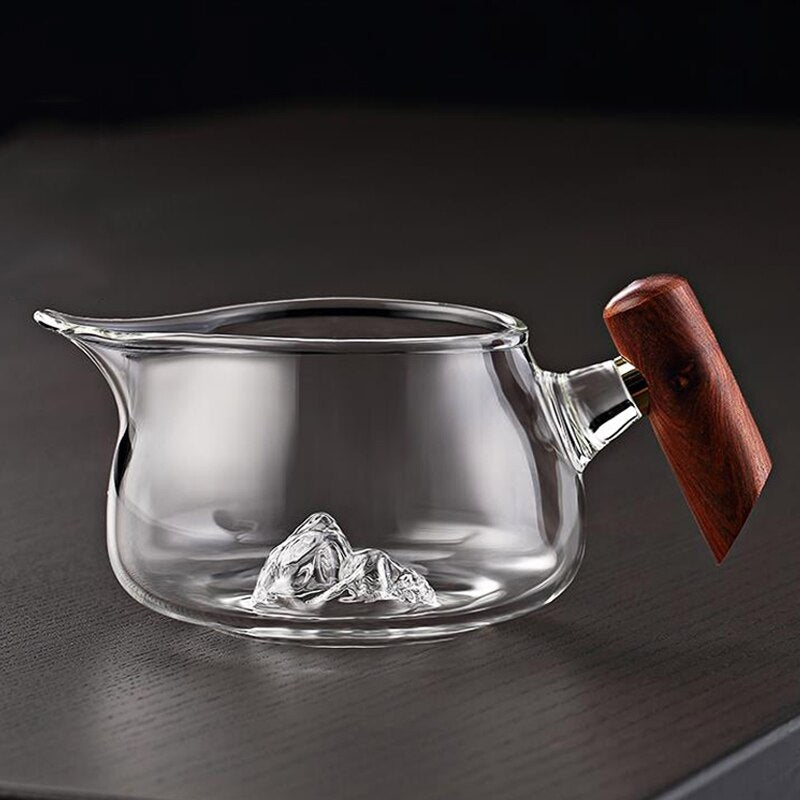Wood Handle Heat Resistant Glass Cup