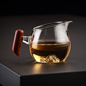 Wood Handle Heat Resistant Glass Cup
